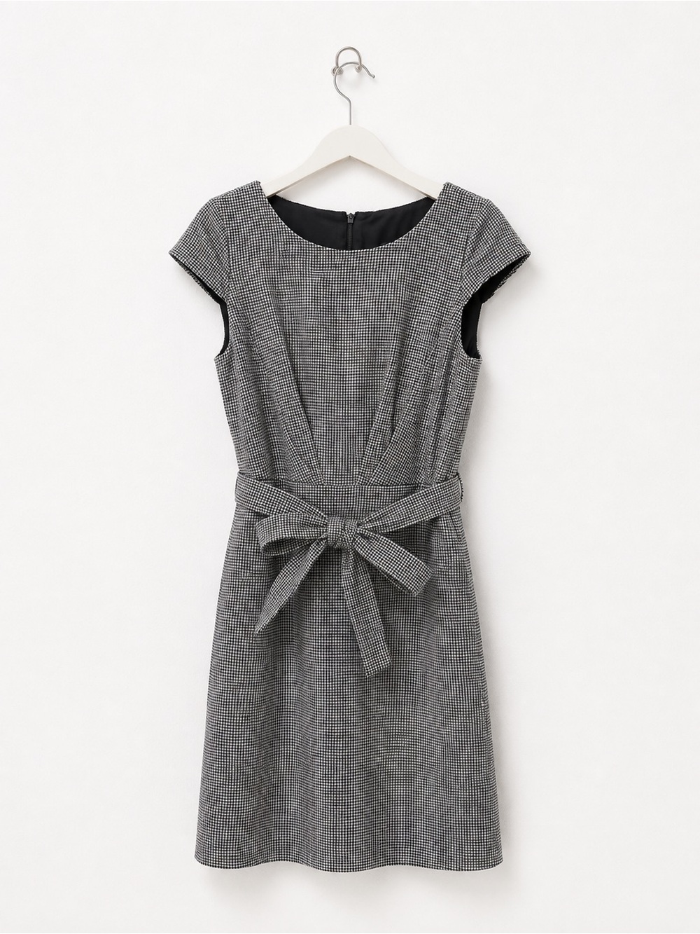 J. Crew Black and White Gingham Tie-Waist Dress